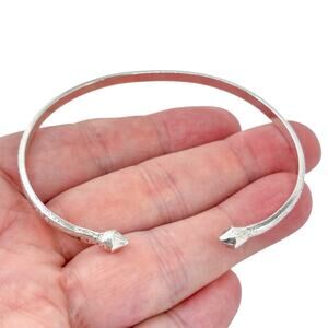 West Indian Etched Bangle Cuff Bracelet | Vintage Sterling Silver 925 | 8.25"